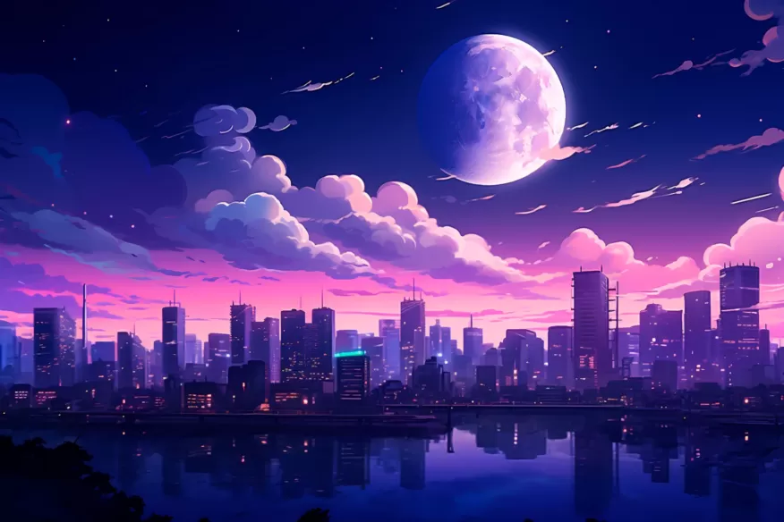 Lo Fi Night Cityscape #0b62 Life Wallpaper for Android 13, 14, 15 phones like Samsung Galaxy A16