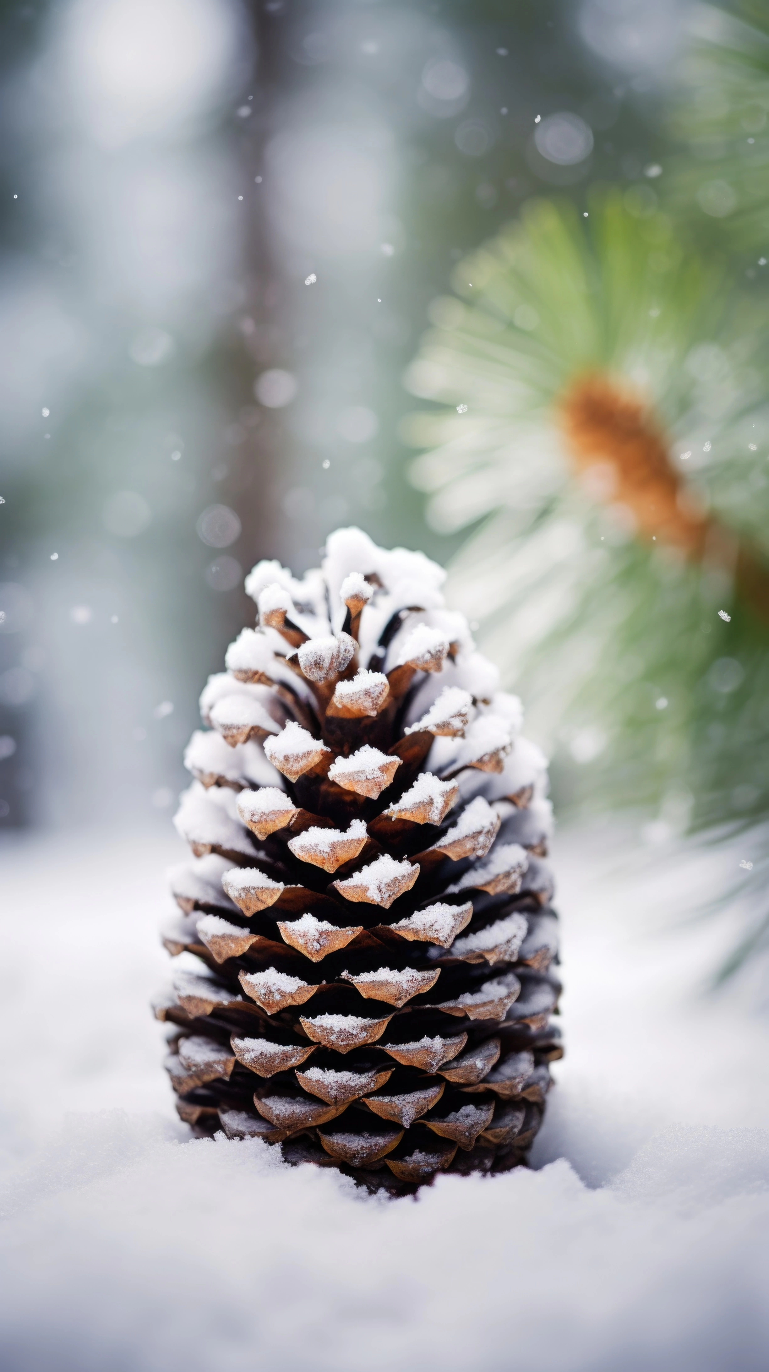 ❄️🌲 Lonely Pine Cone Life Wallpaper for Android 13, 14, 15 phones like Xiaomi Redmi Note 13 Pro