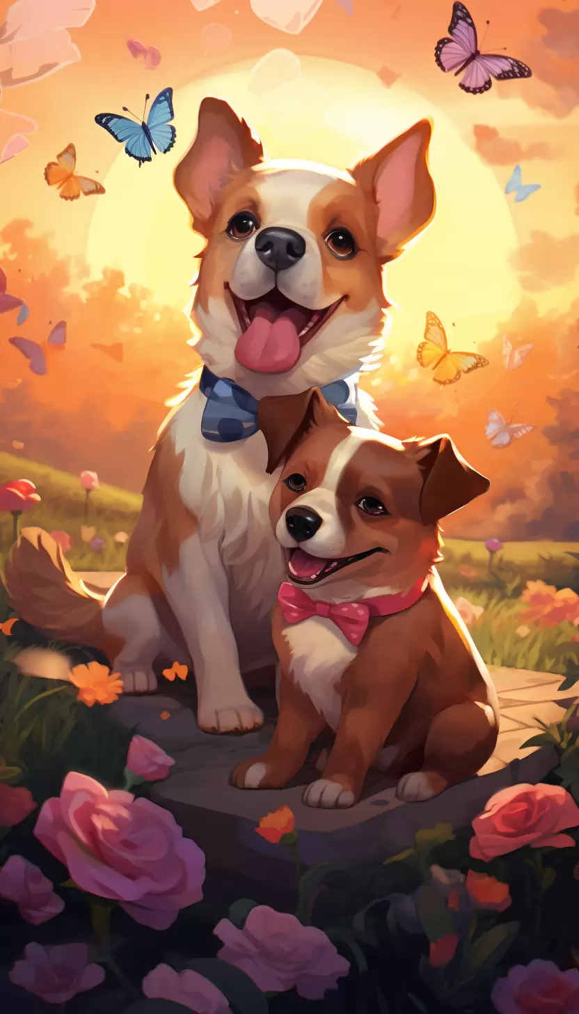 Lovers: Doggy Romance Life Wallpaper for Android 13, 14, 15 phones like Samsung Galaxy A55