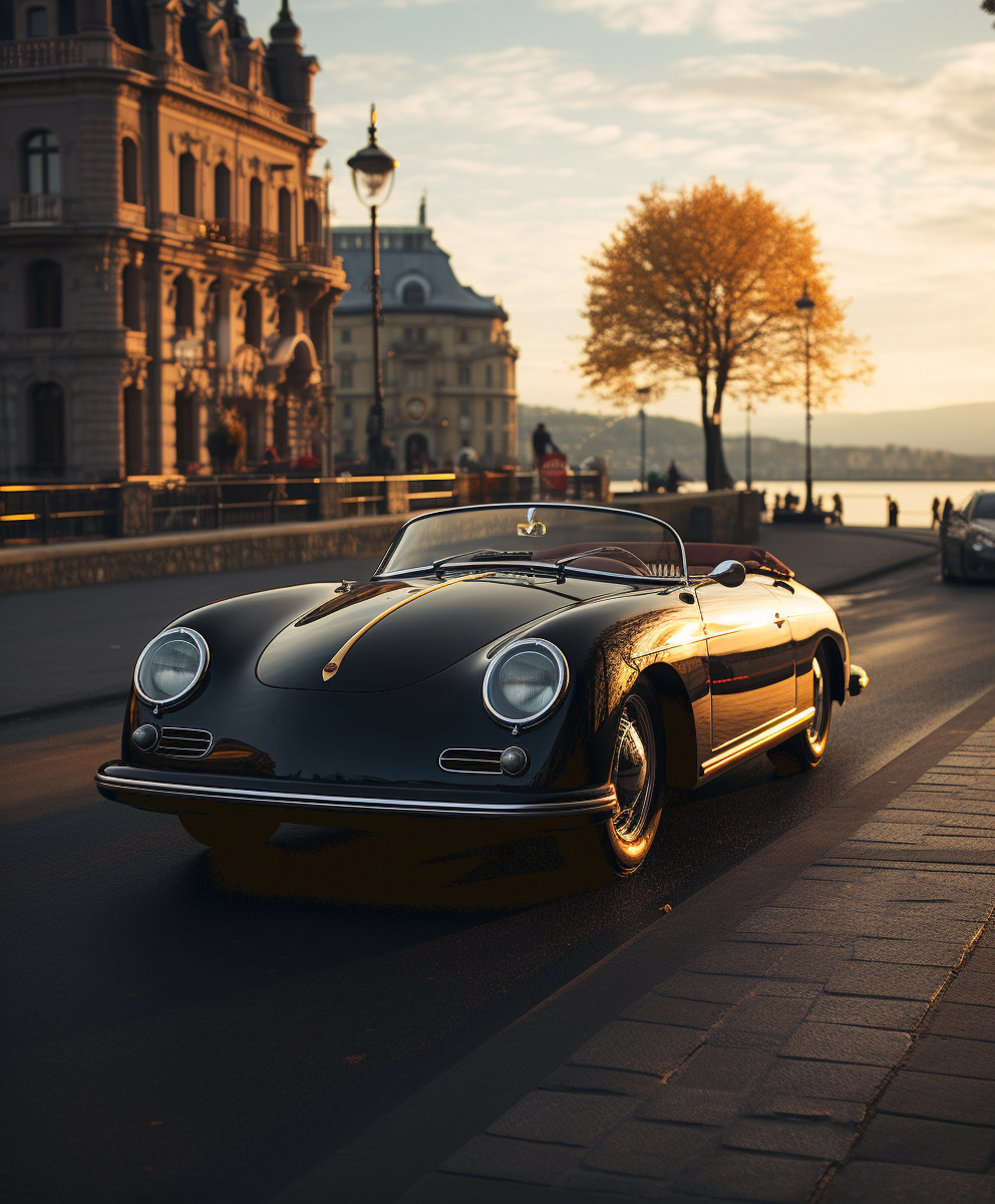 Porsche 356 at Sunset Life Wallpaper for Android 13, 14, 15 phones like Google Pixel