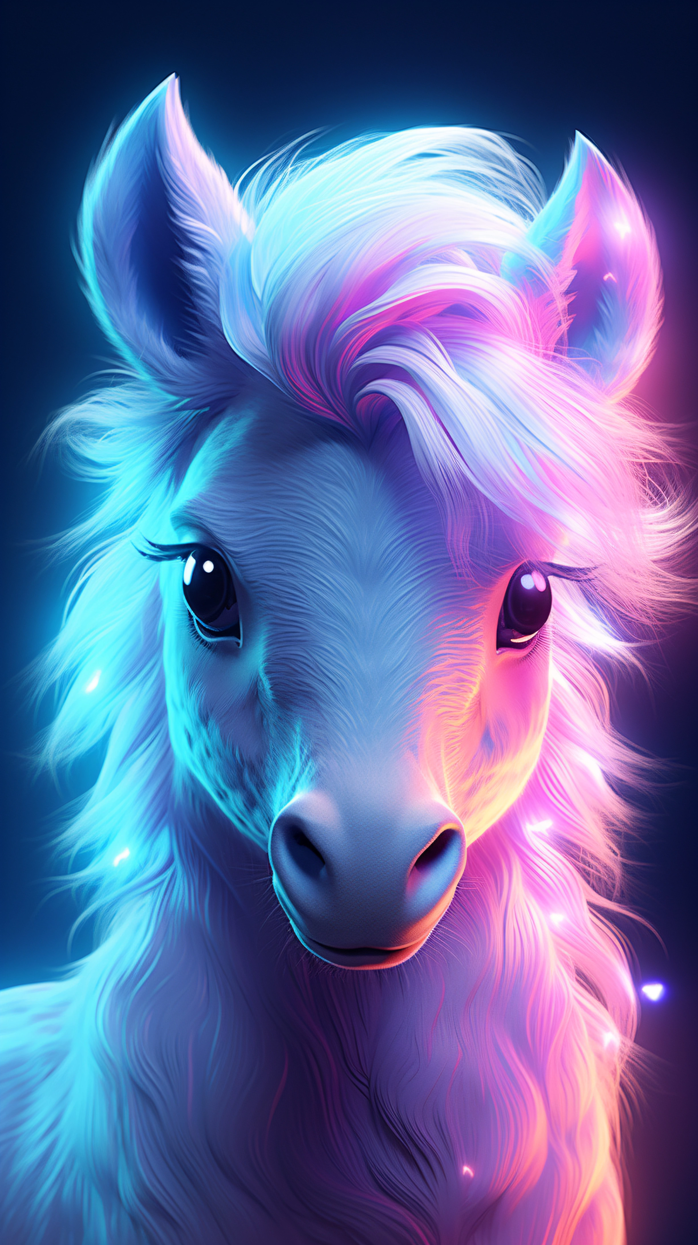 Neon Horse Life Wallpaper for Android 13, 14, 15 phones like Samsung Galaxy S24 Ultra